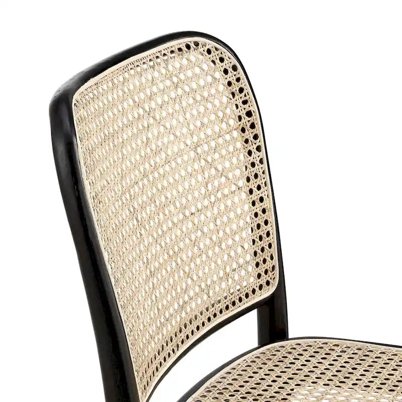 Lot de 2 chaises de salle à manger en bois avec dossier en rotin