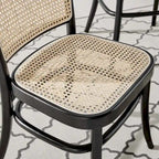 Lot de 2 chaises de salle à manger en bois avec dossier en rotin