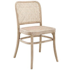 Lot de 2 chaises de salle à manger en bois avec dossier en rotin