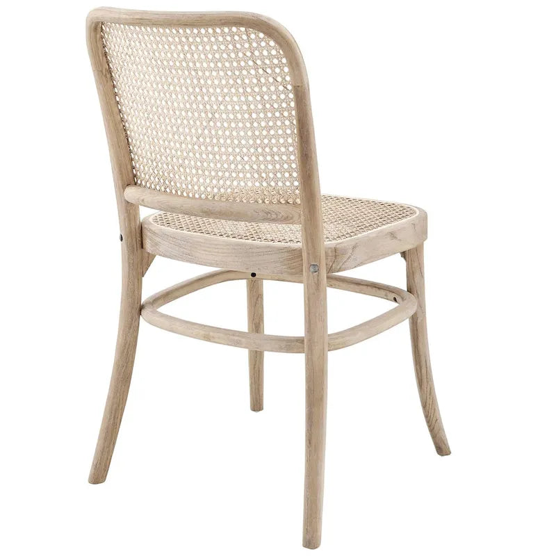 Lot de 2 chaises de salle à manger en bois avec dossier en rotin