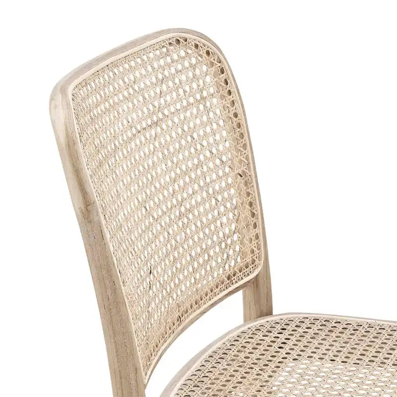 Lot de 2 chaises de salle à manger en bois avec dossier en rotin
