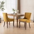 Chaises de salle à manger en tissu avec pieds en bois et garniture cloutée, lot de 2