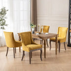 Chaises de salle à manger en tissu avec pieds en bois et garniture cloutée, lot de 2