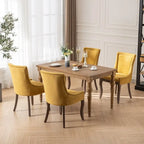 Chaises de salle à manger en tissu avec pieds en bois et garniture cloutée, lot de 2