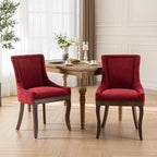 Chaises de salle à manger en tissu avec pieds en bois et garniture cloutée, lot de 2