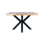 Table à manger carrée 48" avec plateau en bois de manguier et piètement araignée en métal