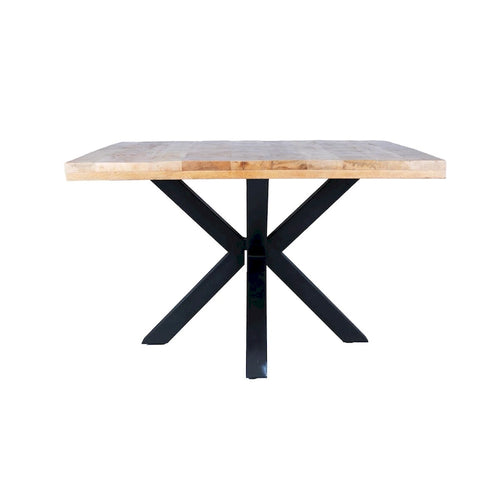 Table à manger carrée 48" avec plateau en bois de manguier et piètement araignée en métal
