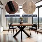 Table à manger carrée 48" avec plateau en bois de manguier et piètement araignée en métal