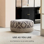Pouf ottoman carré gris et ivoire de 56 x 56 x 41 cm – Repose-pieds et siège d'appoint pour le salon, la chambre et la chambre d'enfant.