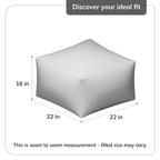 Pouf ottoman carré gris et ivoire de 56 x 56 x 41 cm – Repose-pieds et siège d'appoint pour le salon, la chambre et la chambre d'enfant.