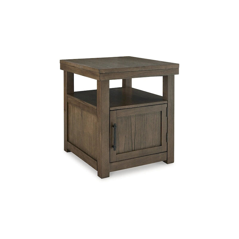 Table d'appoint en bois brun avec armoire et étagère ouverte - 24W x 26D x 26.63H