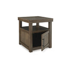 Table d'appoint en bois brun avec armoire et étagère ouverte - 24W x 26D x 26.63H