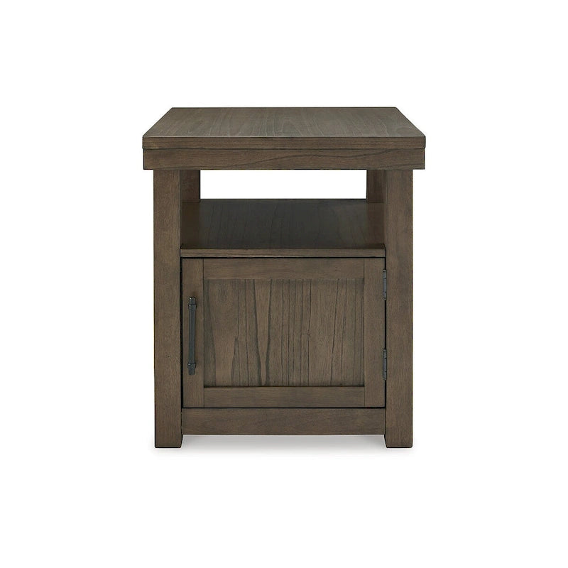 Table d'appoint en bois brun avec armoire et étagère ouverte - 24W x 26D x 26.63H