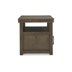 Table d'appoint en bois brun avec armoire et étagère ouverte - 24W x 26D x 26.63H