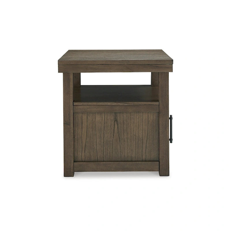 Table d'appoint en bois brun avec armoire et étagère ouverte - 24W x 26D x 26.63H