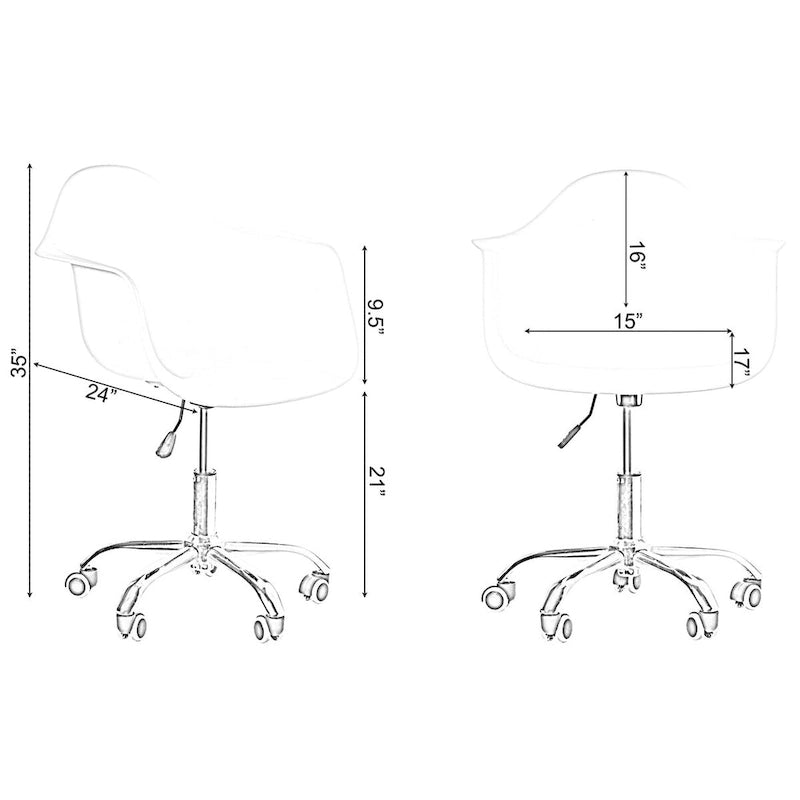 Chaise de bureau pivotante réglable avec roulettes