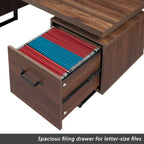 Bureau d'ordinateur avec tiroirs de classement et de rangement