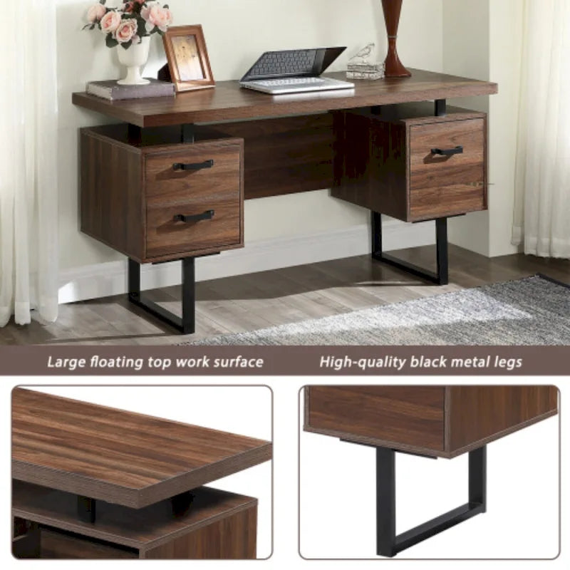 Bureau d'ordinateur avec tiroirs de classement et de rangement