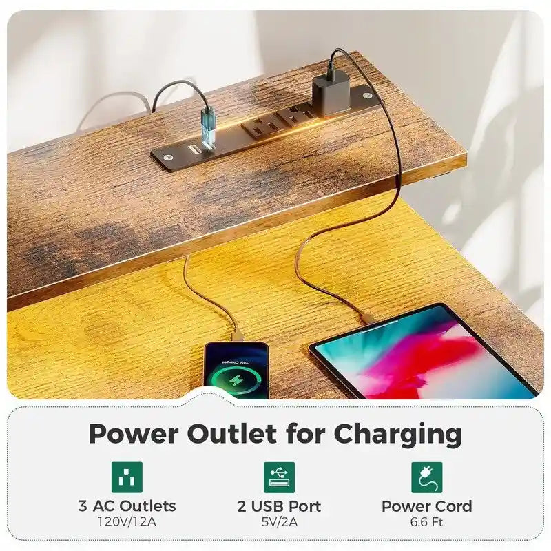 Bureau d'ordinateur de 101,6 cm avec multiprise intégrée