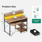Bureau d'ordinateur de 101,6 cm avec multiprise intégrée