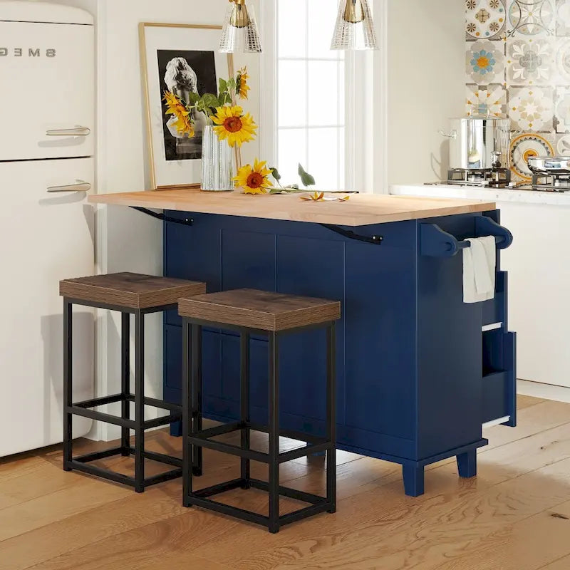 Ensemble îlot de cuisine avec abattant et 2 tabourets