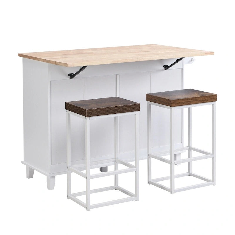 Ensemble îlot de cuisine avec abattant et 2 tabourets