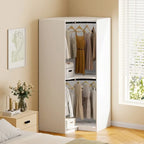 Armoire d'angle avec penderie et étagères