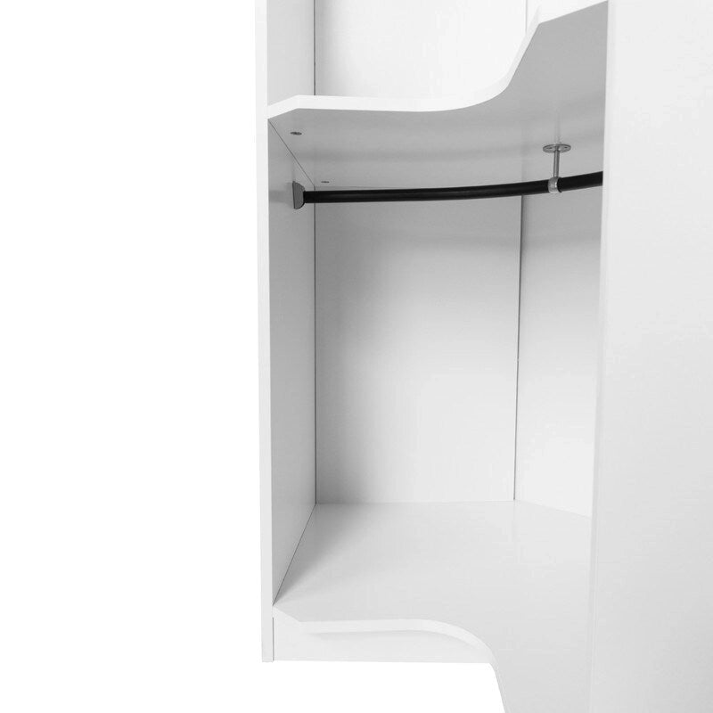 Armoire d'angle avec penderie et étagères