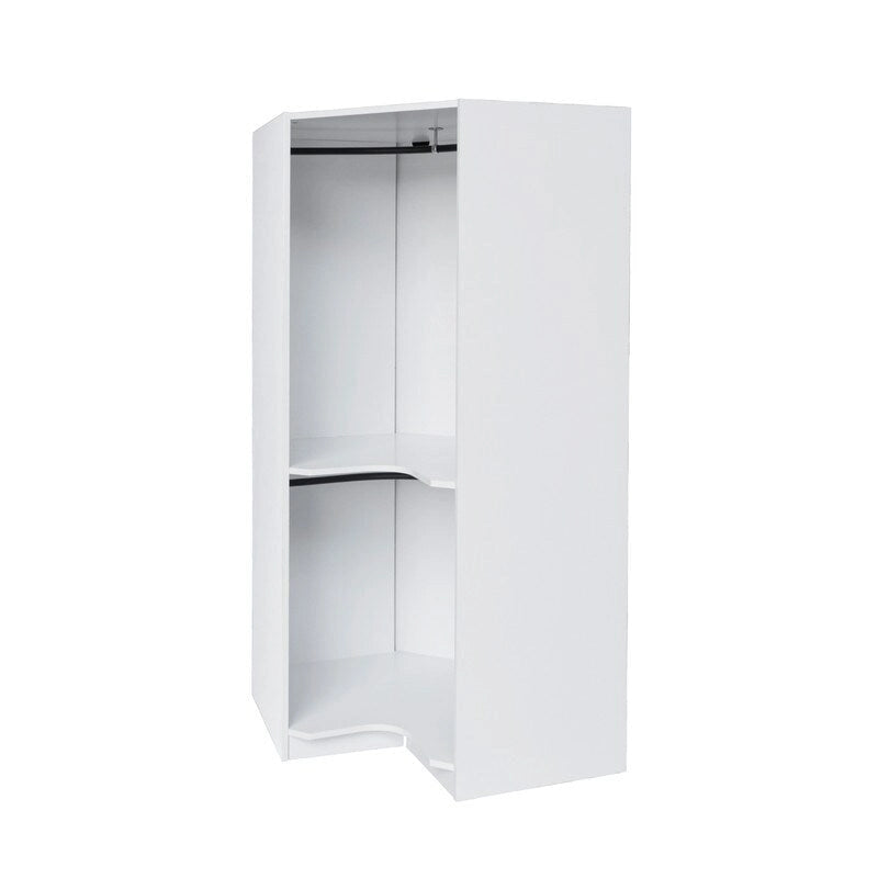 Armoire d'angle avec penderie et étagères