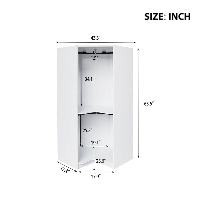 Armoire d'angle avec penderie et étagères