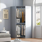 Armoire d'angle avec penderie et étagères