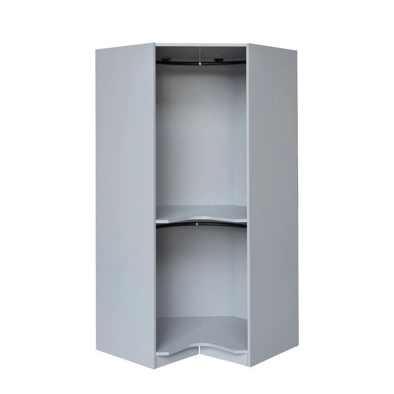 Armoire d'angle avec penderie et étagères