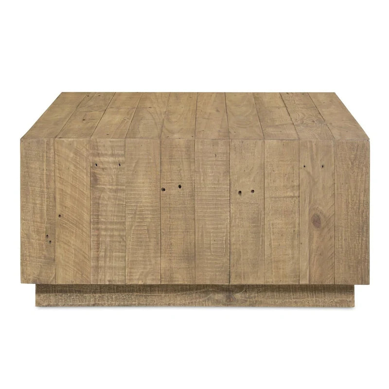 Table basse carrée en bois recyclé avec piédestal, marron - 31,5 x 31,5 x 16