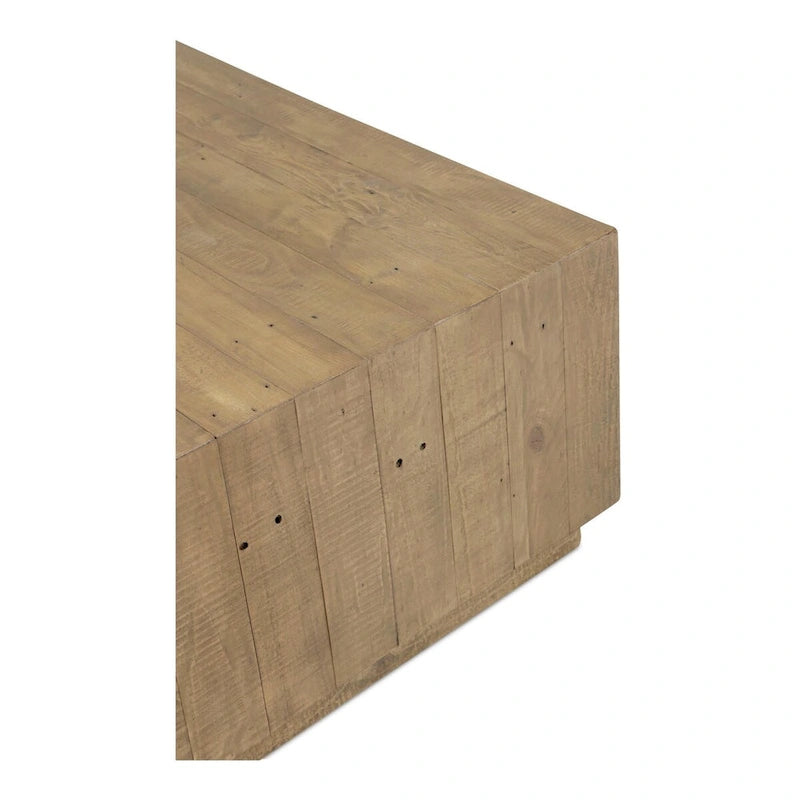 Table basse carrée en bois recyclé avec piédestal, marron - 31,5 x 31,5 x 16