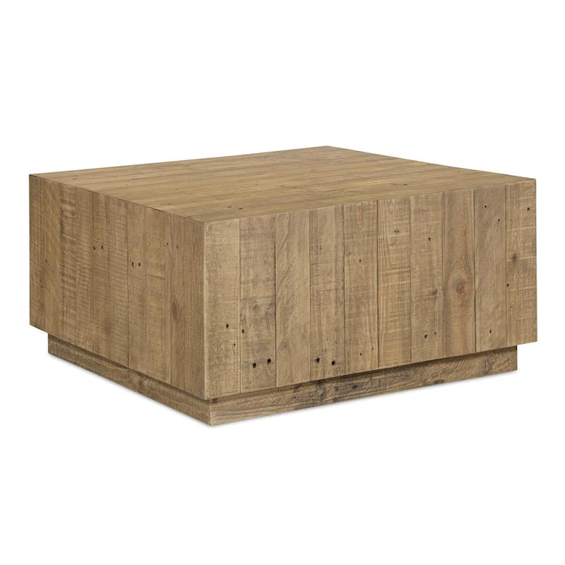 Table basse carrée en bois recyclé avec piédestal, marron - 31,5 x 31,5 x 16