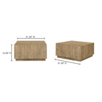 Table basse carrée en bois recyclé avec piédestal, marron - 31,5 x 31,5 x 16